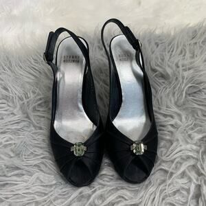 5/$30 Stuart Weitzman Satin Peep Toe Sling Back Heels